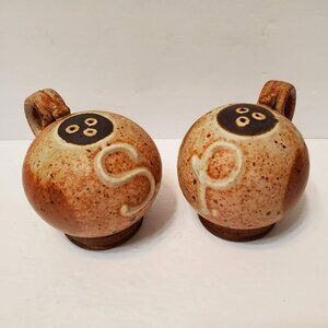 Hand Crafted Studio Pottery Salt and Pepper Shakers, Stoneware MCM Decor